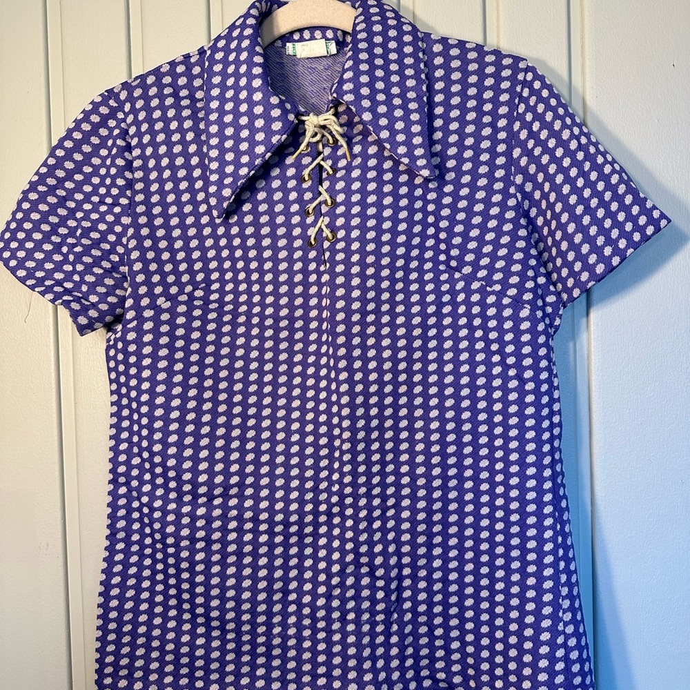 Sears Jr Bazaar Purple and White Polka Dot Short Sleeve Blouse vintage